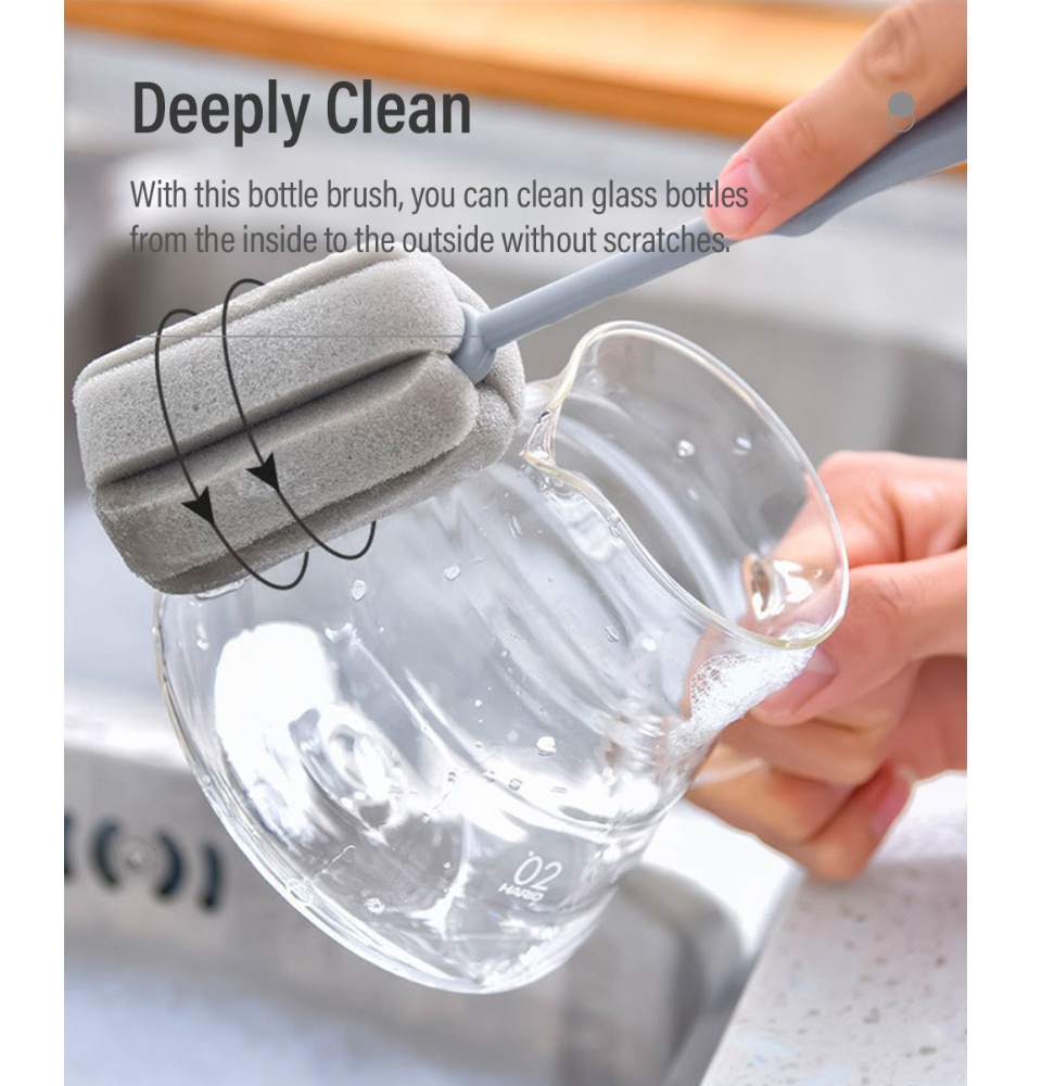PP Short Handle Sponge Bottle Brush-5
